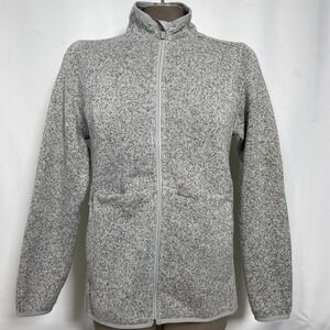 Figs Heather Grey Knit Mock Neck Full Zip Sweater Jacket Women's MEDIUM